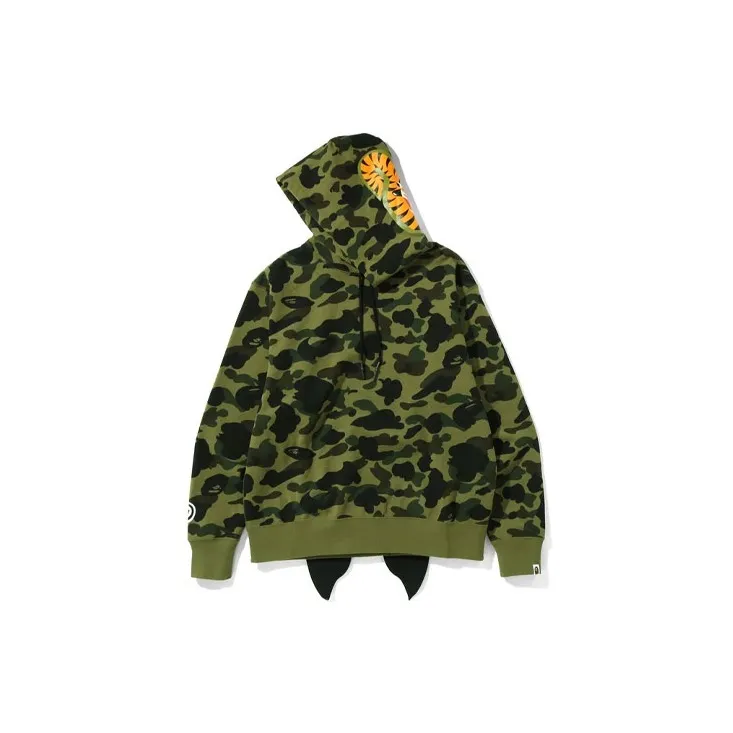 Bape Ultimate 1st Camo Ponr Shark Half Zip Raglan Pullover Hoodie-3
