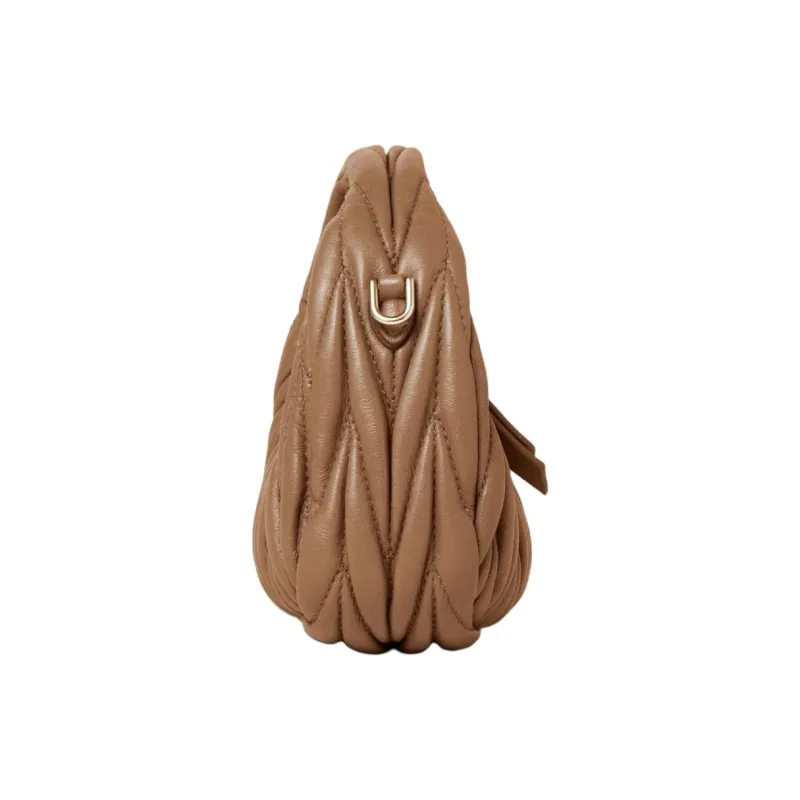 MIU MIU Wander Matelasse Nappa Leather Micro Hobo Bag Caramel-2