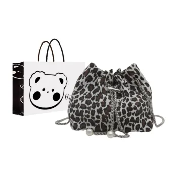 NX DOUGHNUT PU Advanced Sensory Leopard Print Bucket Bag Shoulder Bag Regular Women's Multicolor