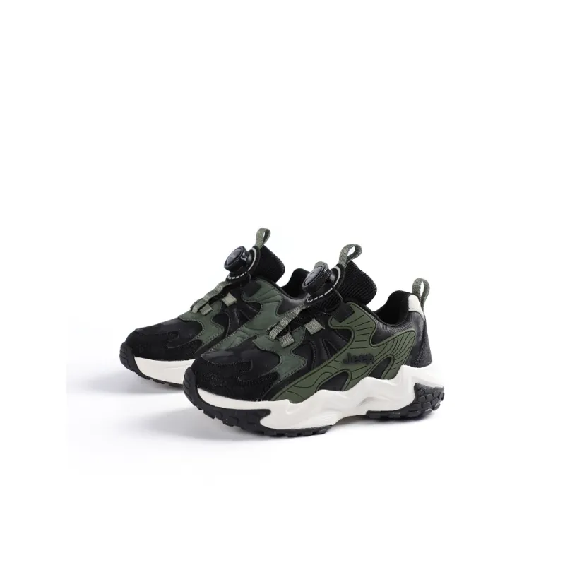 Jeep Slip Resistant Anti Kick Wear Resistant Breathable Low Top Kids Lifestyle Shoes Black Green Kids'-2