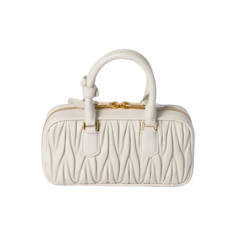 MIU MIU Arcadie Series Leather Shoulder Bag, Crossbody Bag, Handbag Mini Women's White-2