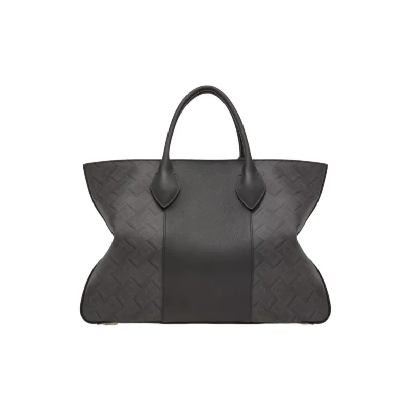 FERRAGAMO Synthetic Leather Tote Bag, Shopping Bag, Shoulder Bag, Handbag Large Size Men's Black & Gray-3