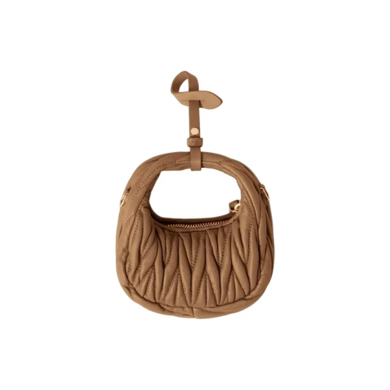 MIU MIU Wander Matelasse Nappa Leather Micro Hobo Bag Caramel-3