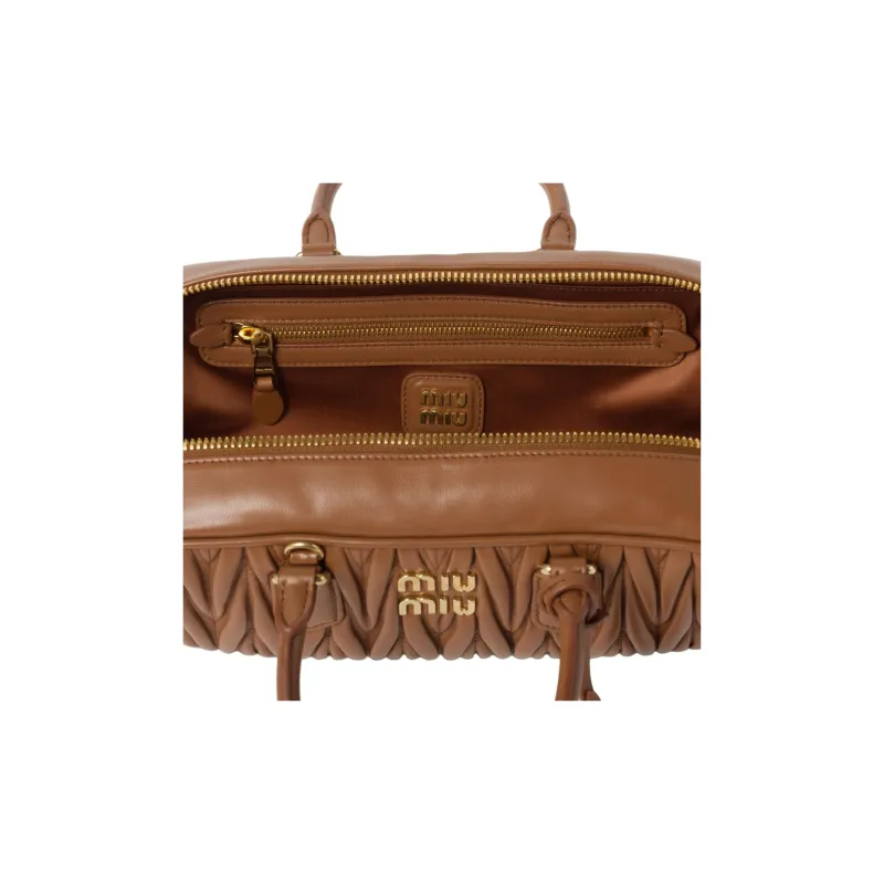 MIU MIU Arcadie Series Leather Shoulder Bag Crossbody Bag Handbag Regular Women's Caramel-3