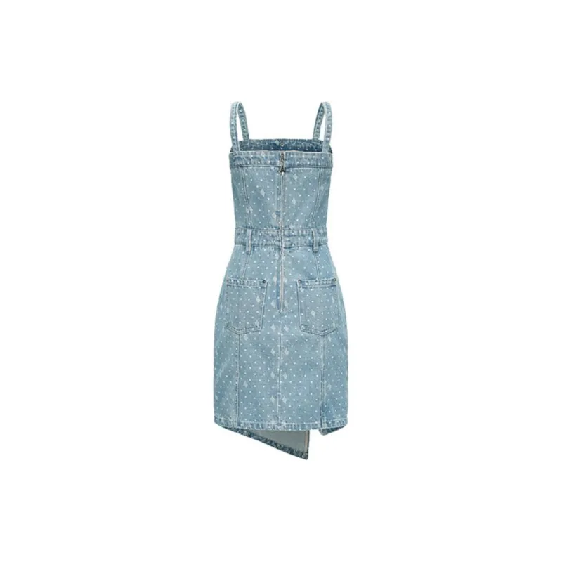 GIMING Slip Dresses Women's Blue-1