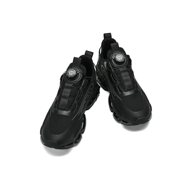 BIANSULONG Reflective Rebound Height Increasing Breathable Low-Top Casual Running Shoes Unisex Black-2