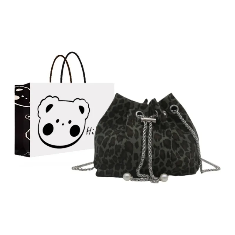 NX DOUGHNUT PU Advanced Sensory Leopard Print Bucket Bag Shoulder Bag Regular Women's Multicolor-4