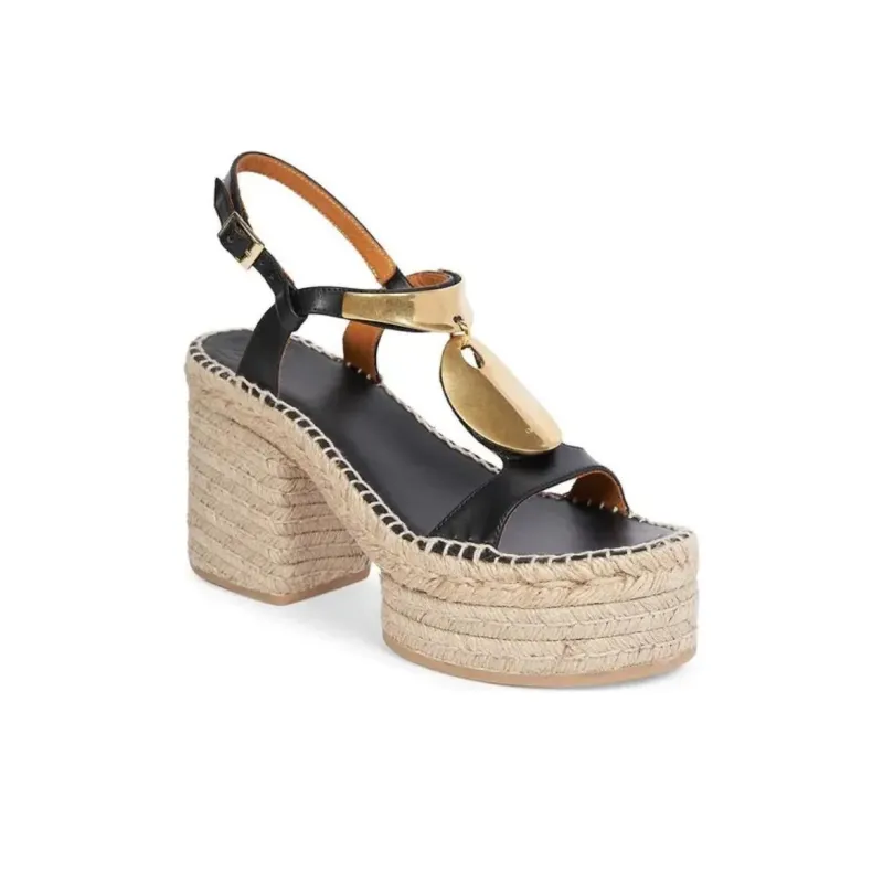 Chloé Pema High Block Heel Espadrille Sandals Women's-2