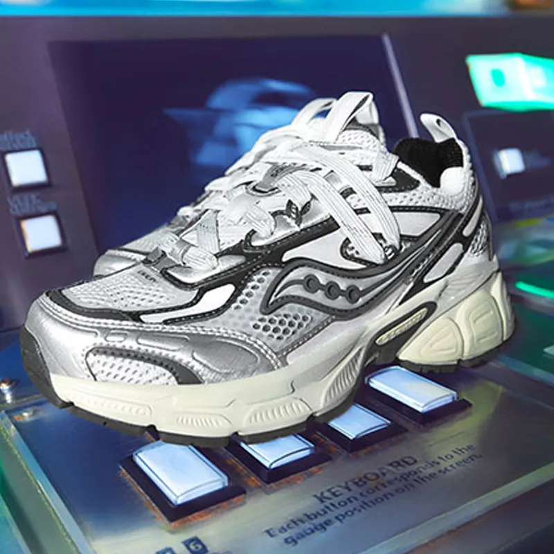 Saucony 2K CAVALRY Anti Slip Wear Resistant Low Top Running Shoes Unisex Silver Black-11
