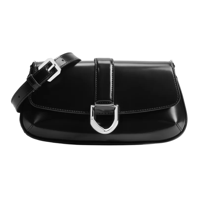 CHARLES&KEITH Cow Leather Crossbody Bag, Shoulder Bag Trumpets Women's Noir Black/Brown-0