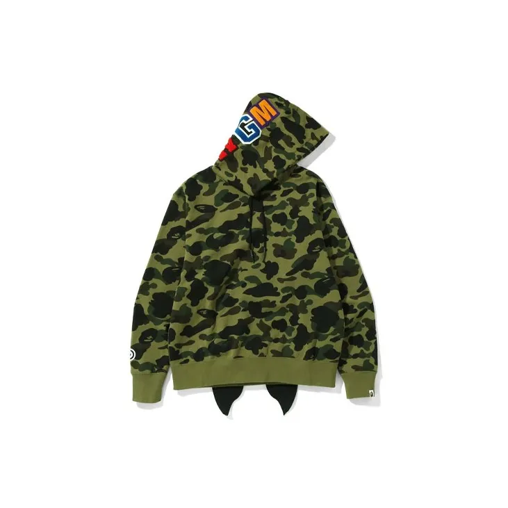 Bape Ultimate 1st Camo Ponr Shark Half Zip Raglan Pullover Hoodie-2