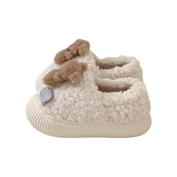 Thin Strips Cotton Slippers Women's, White
