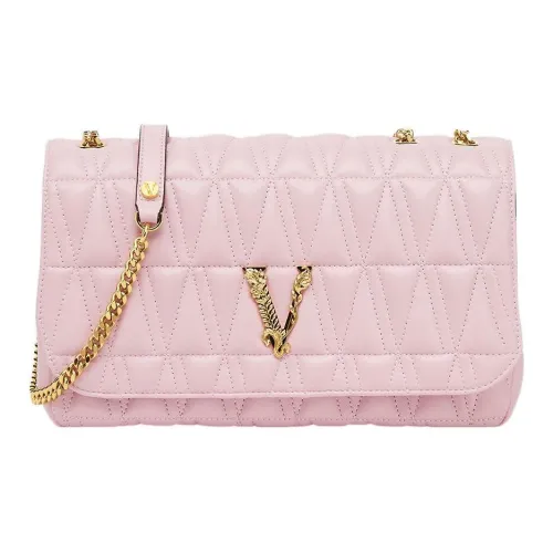 VERSACE Virtus Leather Handbag Shoulder Bag Women's Pink