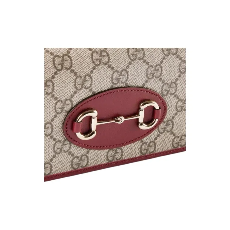 GUCCI Horsebit 1955 Coated Canvas Wallet Women's Beige & Dark Brown-5