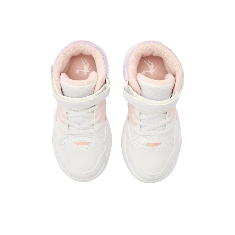 QIAODAN Anti Slip Wear Resistant Mid Top Kids' Skateboarding Shoes White Children Aged 3 7 Years Old-3