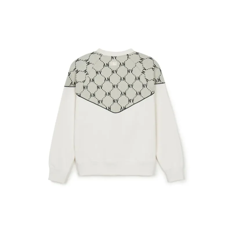 MLB New York Yankees Dia Monogram Sweatshirt Unisex Cream White-1