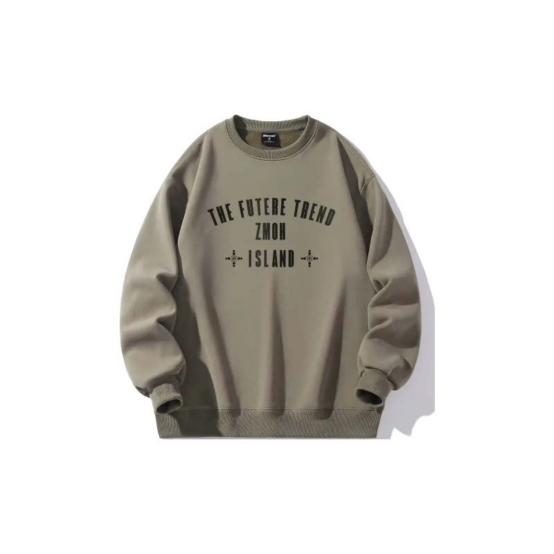 ZMOH Fleece Lined Crew Neck Sweatshirt Unisex Couple's-10