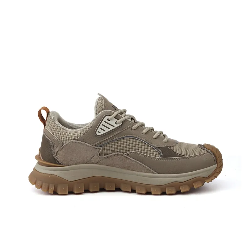 JEEP SPIRIT Cushioned Anti Slip Wear Resistant Height Increasing Breathable Low Top Trekking Shoes Men's Natural Deer-1