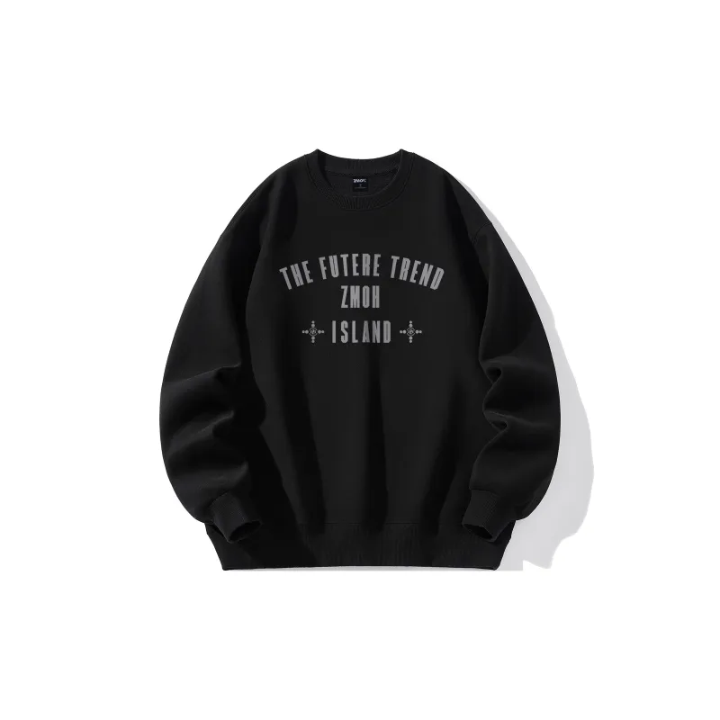 ZMOH Fleece Lined Crew Neck Sweatshirt Unisex Couple's-1