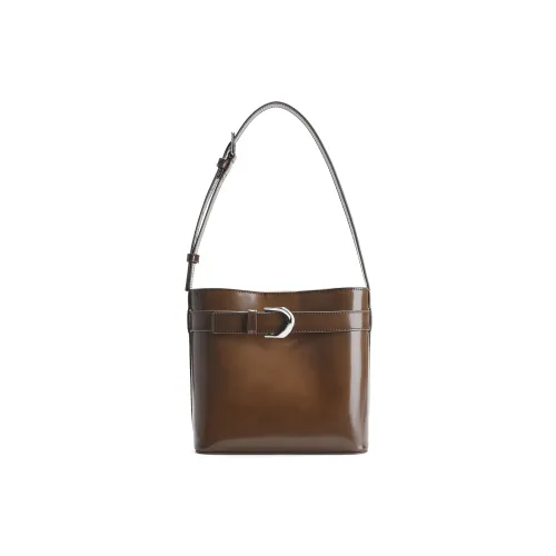 CHARLES&KEITH Cow Leather One Shoulder Handbag Trumpets Women's Noir Black/Brown