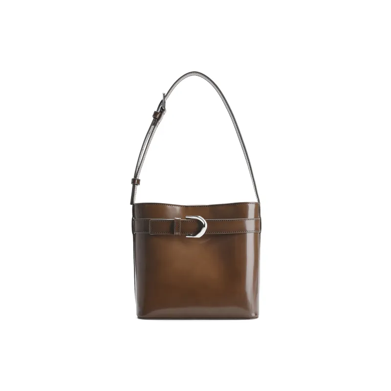 CHARLES&KEITH Cow Leather One Shoulder Handbag Trumpets Women's Noir Black/Brown-5