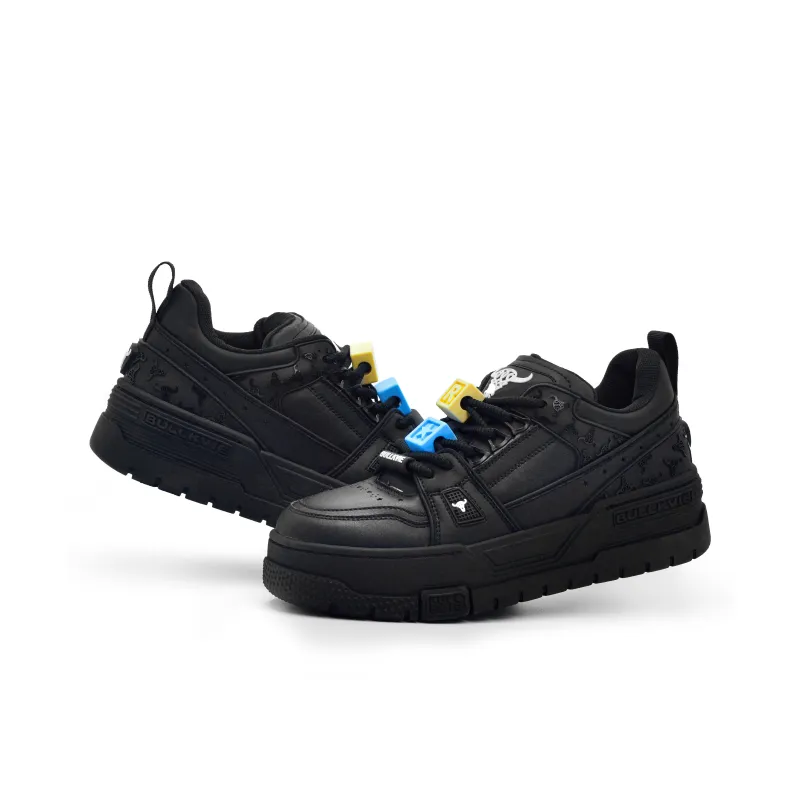 BULLKVIE Low Top Skateboard Shoes Men's Black-5