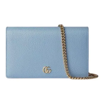 GUCCI GG Marmont Leather Wallet Mini Women's Light Blue