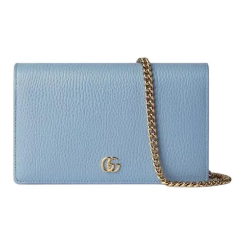 GUCCI GG Marmont Leather Wallet Mini Women's Light Blue
