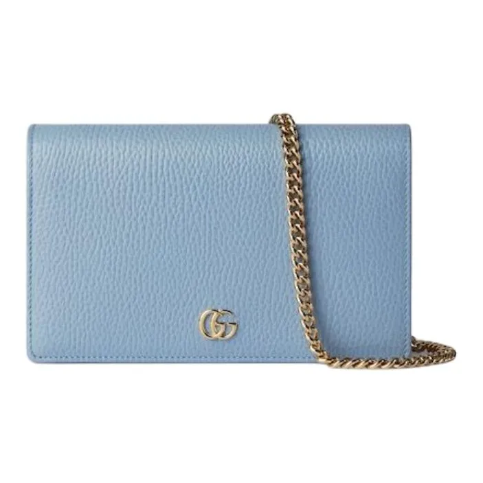 GUCCI GG Marmont Leather Wallet Mini Women's Light Blue-0