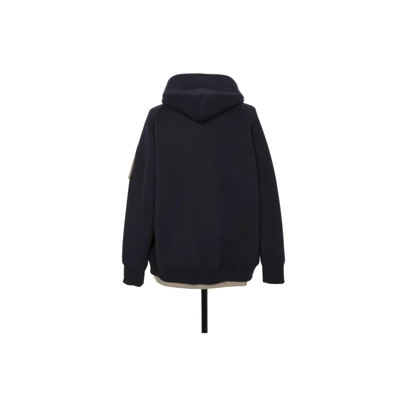 Sacai Layered Zip Up Drawstring Hoodie-1