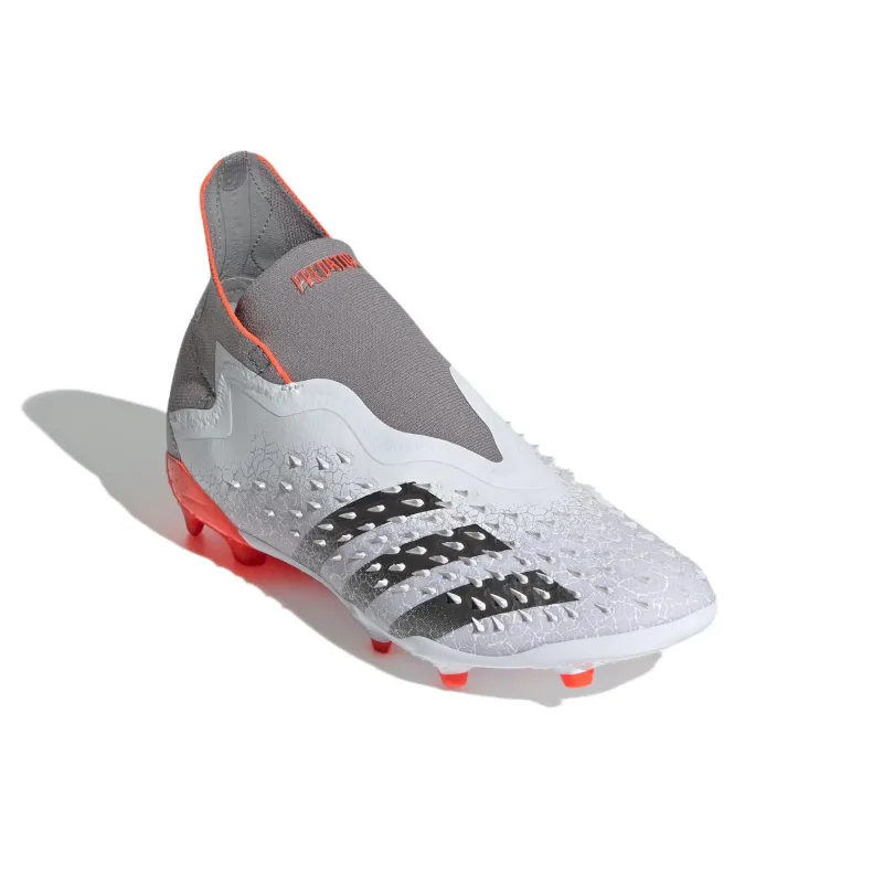 Adidas Predator Freak+ Anti-Slip Wear-Resistant Mid-Top Kids' Soccer Shoes Gray Teenagers-1