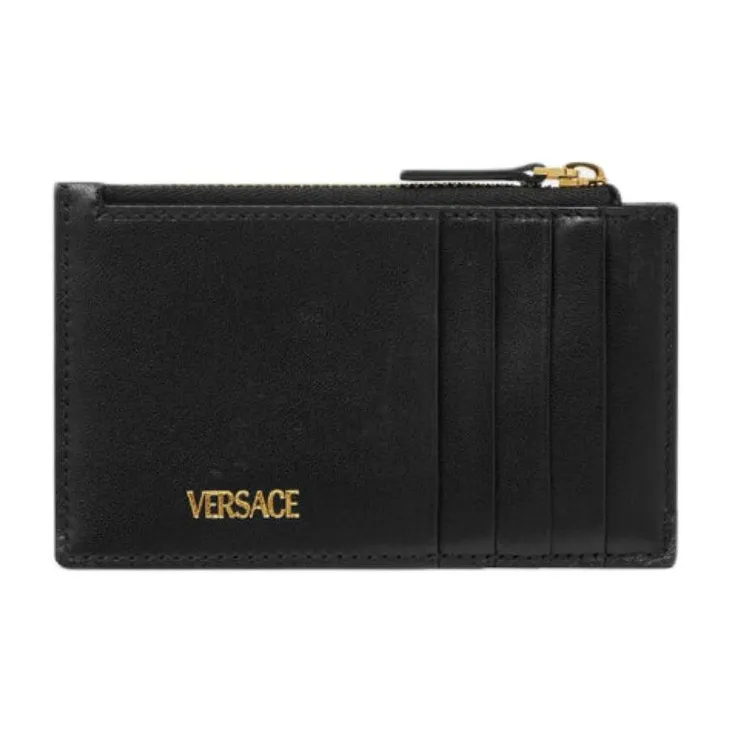 FANSIZHE Medusa '95 Lambskin Card Holder Regular Women's Black & Gold-1
