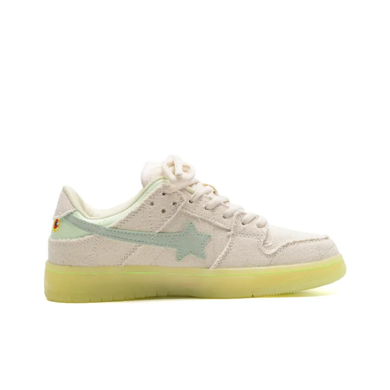 7 SEVFUN Wear resistant And Lightweight Low Top Skateboard Shoes Unisex White Green-3