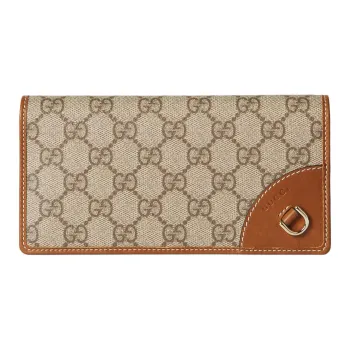 GUCCI Coated Canvas Wallet Unisex Beige & Brown