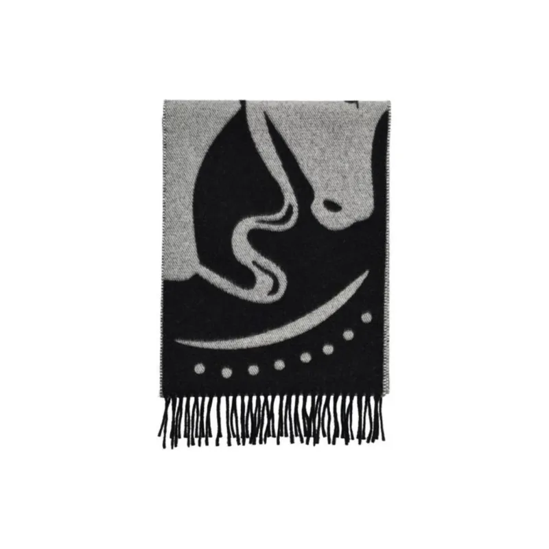 Burberry Mirrored Horse Fringed Scarf-2