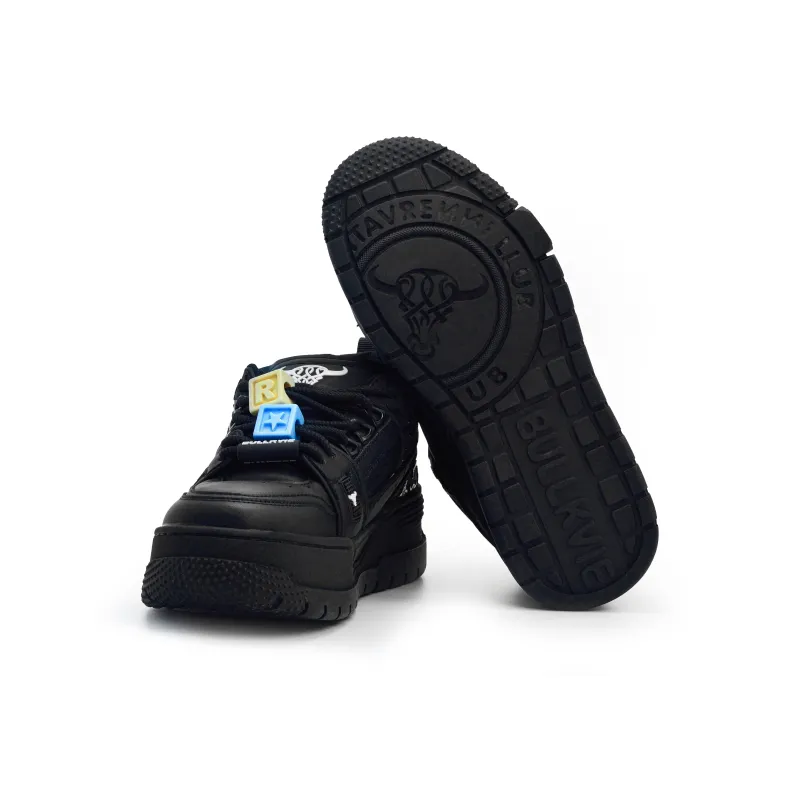 BULLKVIE Low Top Skateboard Shoes Men's Black-7