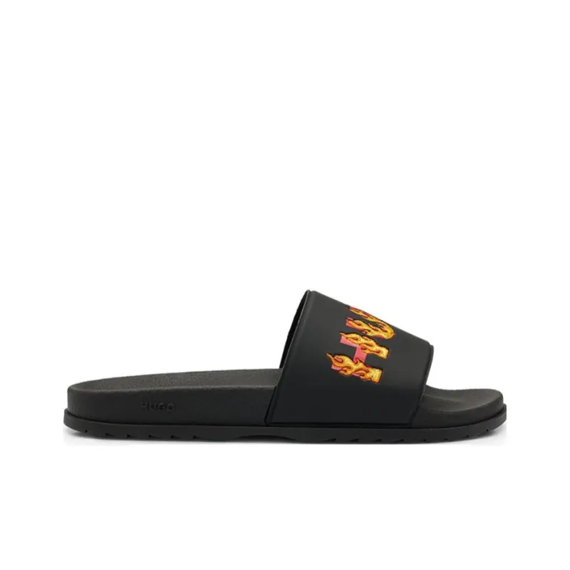HUGO Logo print Open toe Slides-1