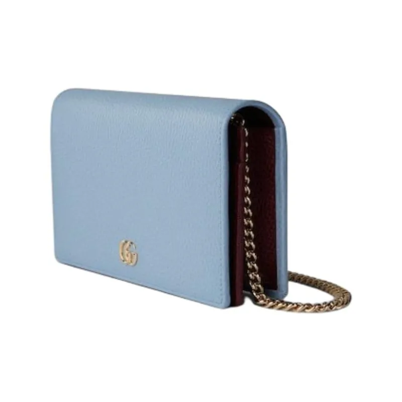 GUCCI GG Marmont Leather Wallet Mini Women's Light Blue-1