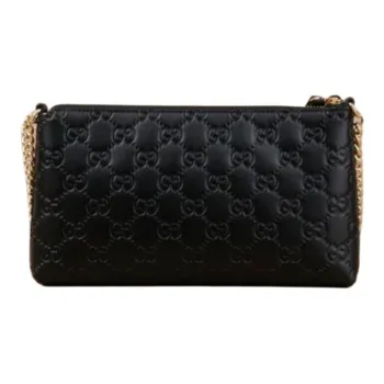 GUCCI Cow Leather Handheld Handbag, Shoulder Bag Women's Black
