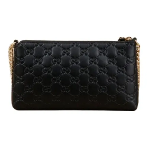 GUCCI Cow Leather Handheld Handbag Shoulder Bag Women's Black