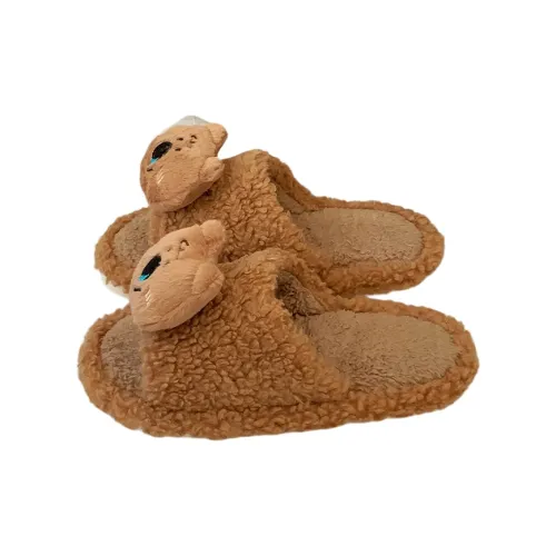 Thin Strips Cotton Slippers, Home Slippers Women's, Brown