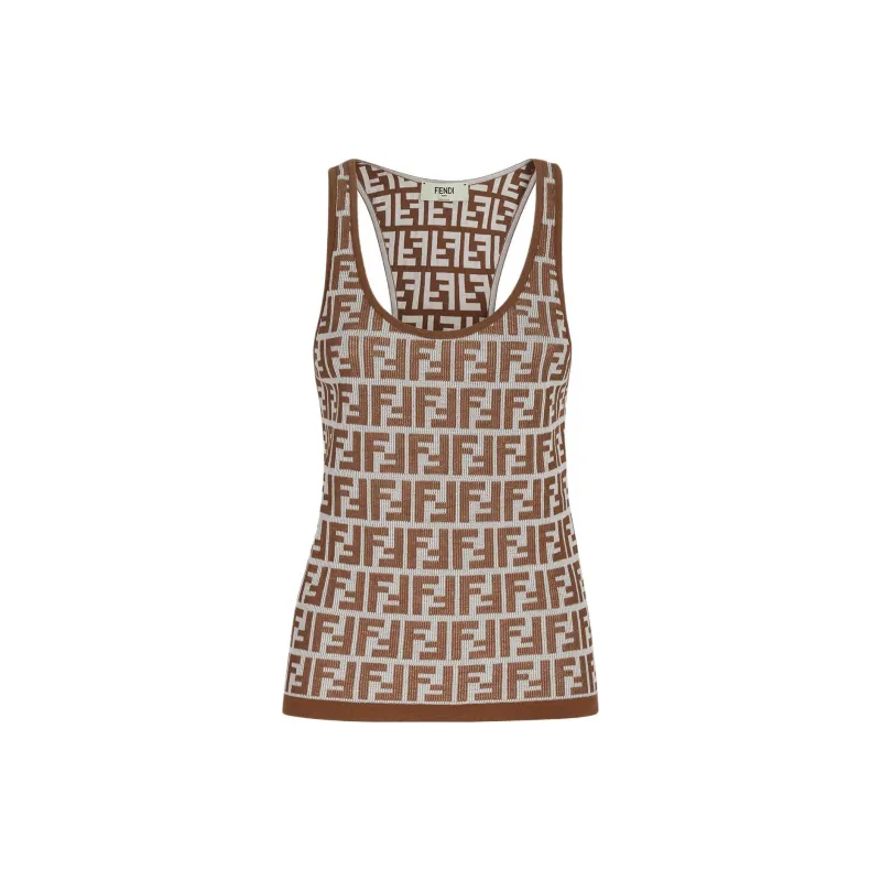 FENDI Ff Jacquard Ribbed Tank Top-1