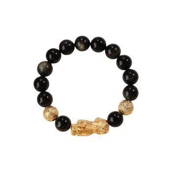 Bubble Scallops Obsidian Bracelets Unisex