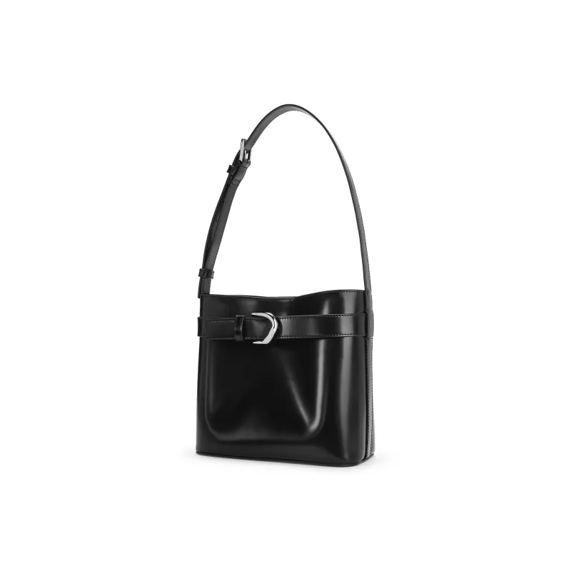 CHARLES&KEITH Cow Leather One Shoulder Handbag Trumpets Women's Noir Black/Brown-1