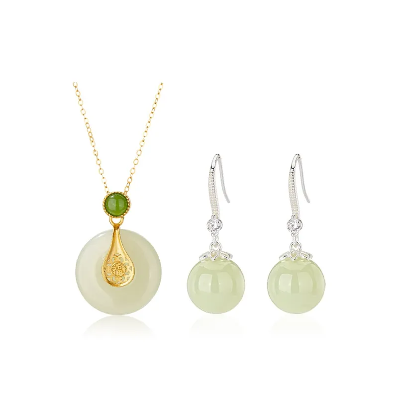 QLADY Necklaces Pale Greenish White Jade Women's-3