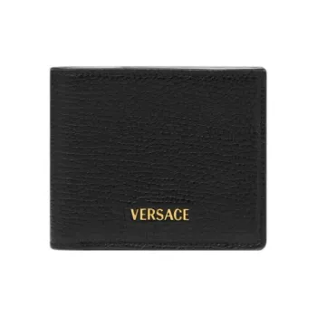 FANSIZHE Cow Leather Wallet Regular Men's Black & Gold