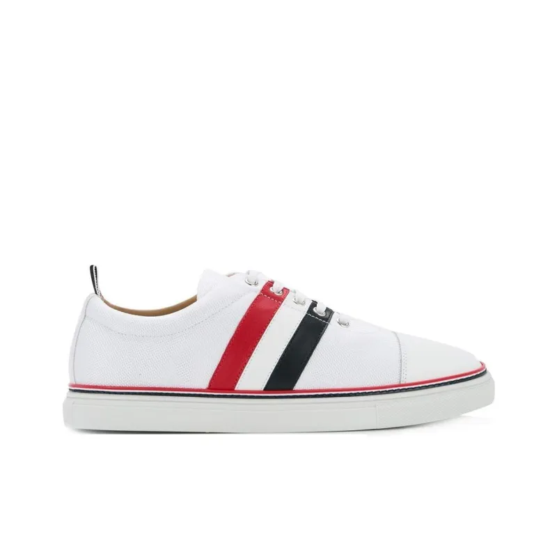 THOM BROWNE· Low Top Stylish Skateboarding Shoes Men's White Red-1