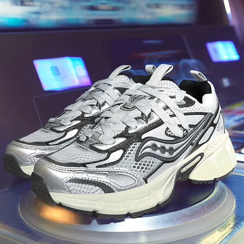 Saucony 2K CAVALRY Anti Slip Wear Resistant Low Top Running Shoes Unisex Silver Black-10