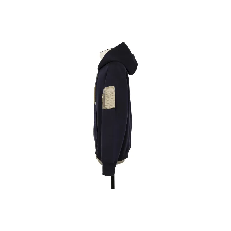 Sacai Layered Zip Up Drawstring Hoodie-2