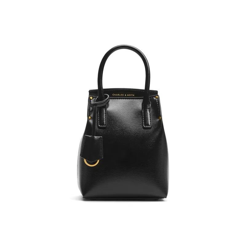 CHARLES&KEITH PU Shoulder Bag Trumpets Women's Black/Toffee Medium Umber/Pewter Tin Gray-0